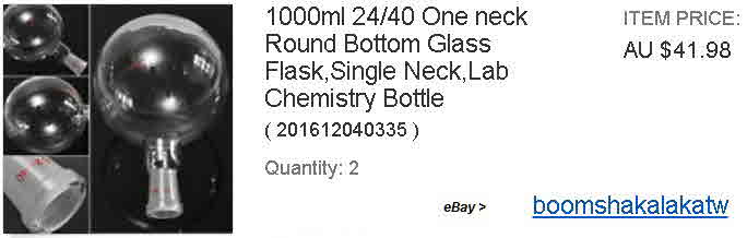 1000ml 24-40 One neck Round Bottom Glass Flask,Single Neck,Lab Chemistry Bottle x2