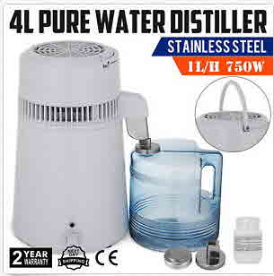 4 Liter Water Distiller Purifier SS 1L-Hr 750w