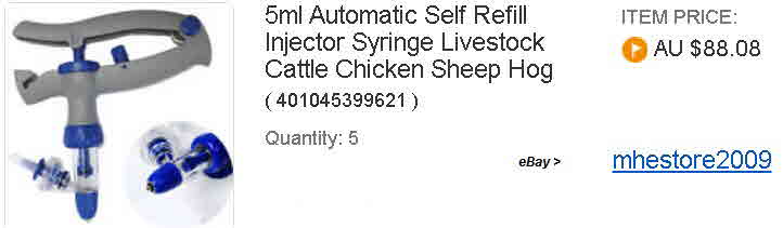 5ml Automatic Self Refill Injector Syringe Livestock Cattle Chicken Sheep Hog x5
