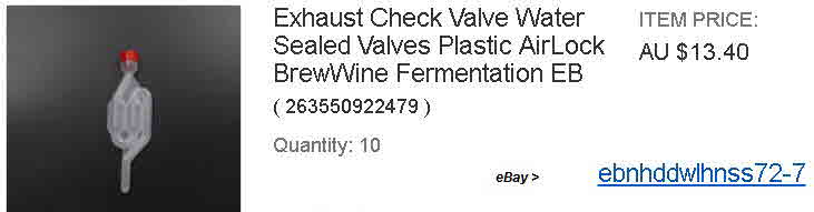 Exhaust Check Valve Water Sealed Valves Plastic AirLock BrewWine Fermentation EB x10
